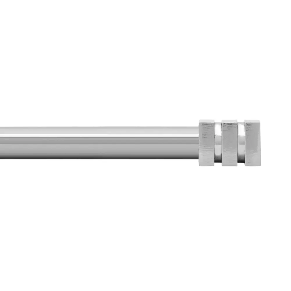 Telescoping Curtain Rod Square Shaped Fanials, Nickel (28" to 48")