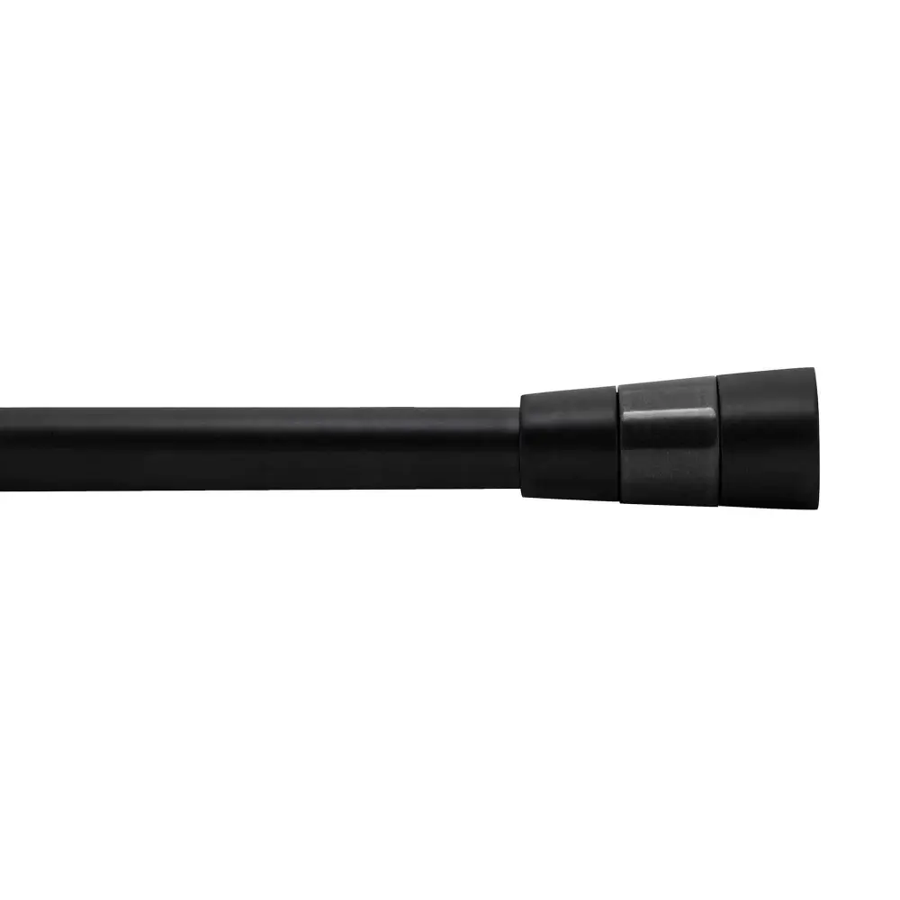Extendable Curtain Rod Conic Shaped Fanials, Onyx (66" to 120")