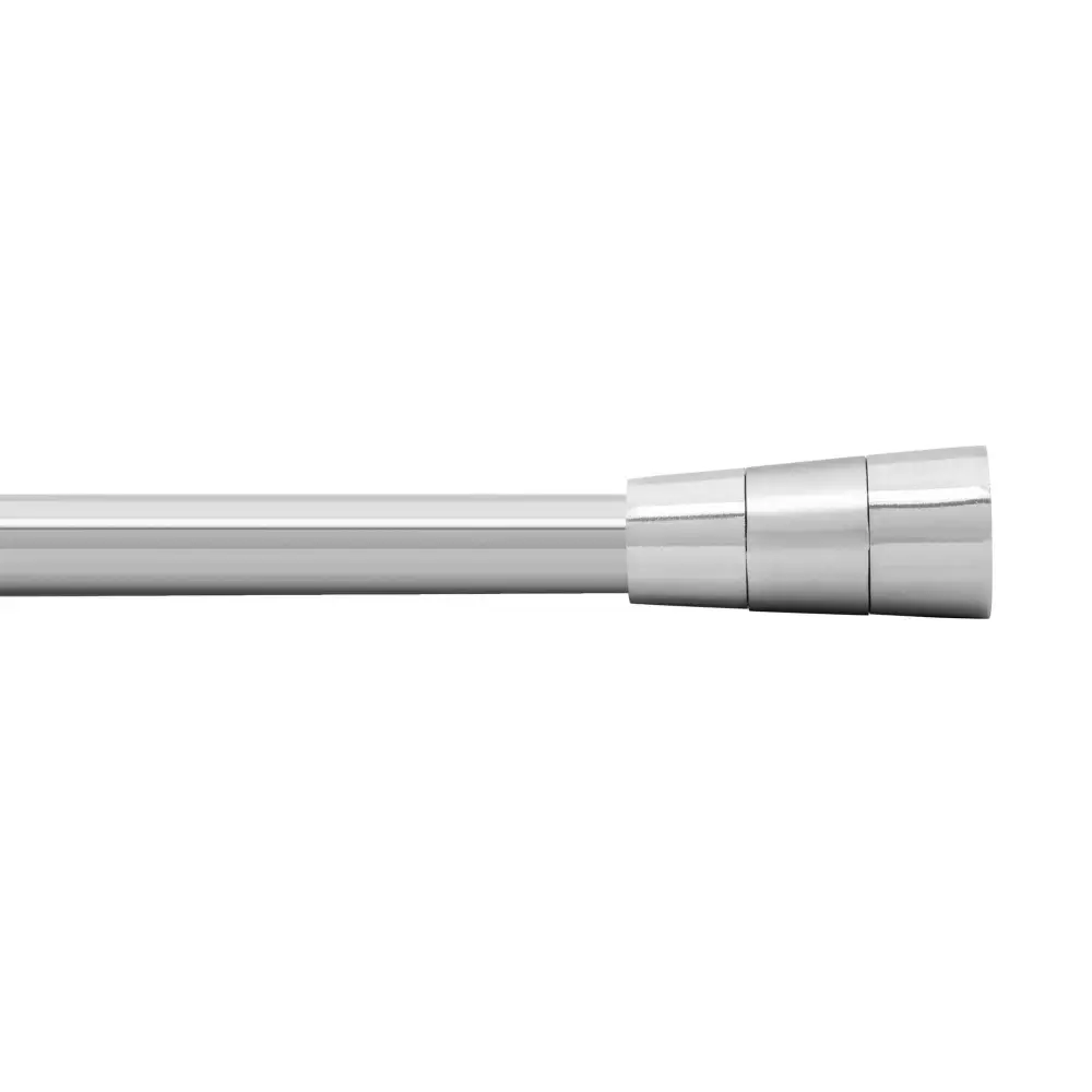 Stretchable Curtain Rod Conic Shaped Fanials, Nickel (66" to 120")