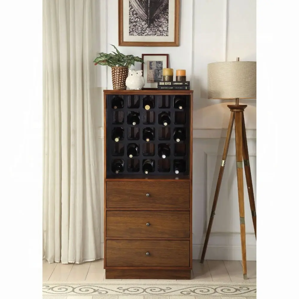 Walnut Wine Cabinet 3 Drawer Walnut Kitchen Mdf Lvl furniture max