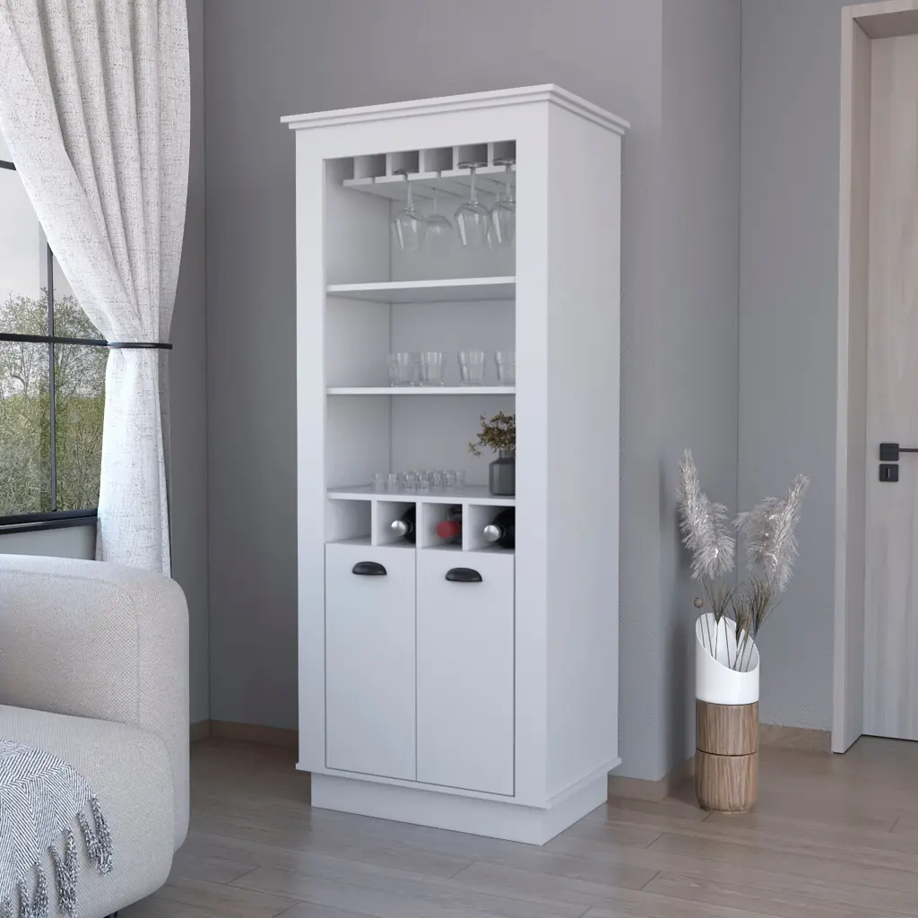 White 4 Constructed Wine Rack Bar Cabinet 3 4 Shelves furniture max