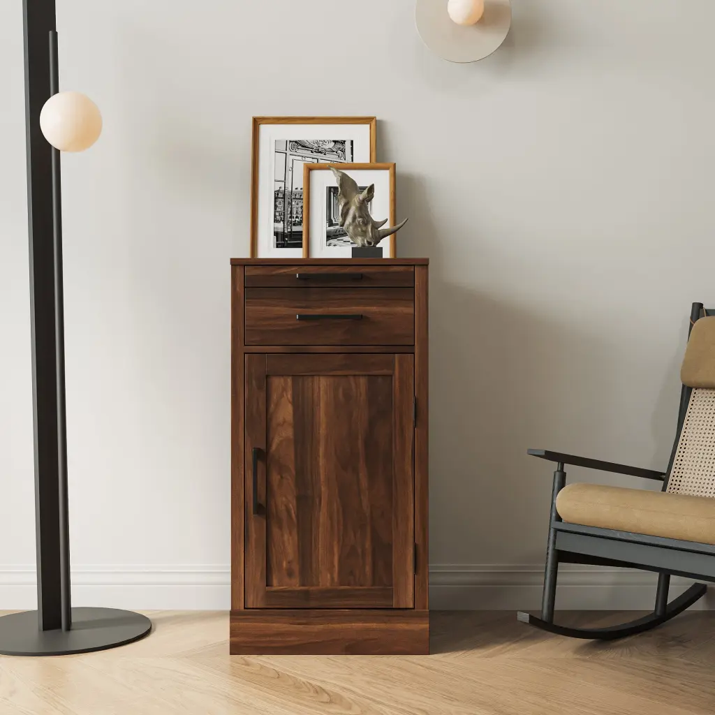 Brown Walnut Modular Wine Bar Cabinet Buffet Hutch Dining Room joysource furniture