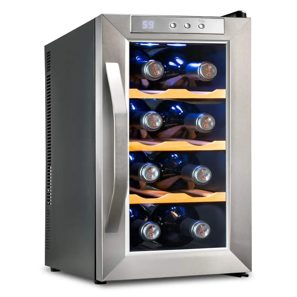 Ivation 8 Bottle Thermoelectric Wine Cooler, Quiet Freestanding Wine Fridge, Non-corrosive Steel