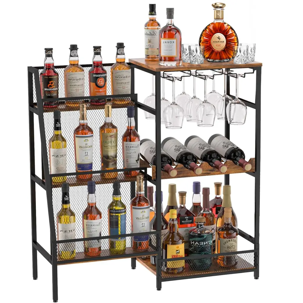 Multi-functional Liquor Stand Freestanding Floor Wine Rack Home Bar eheng