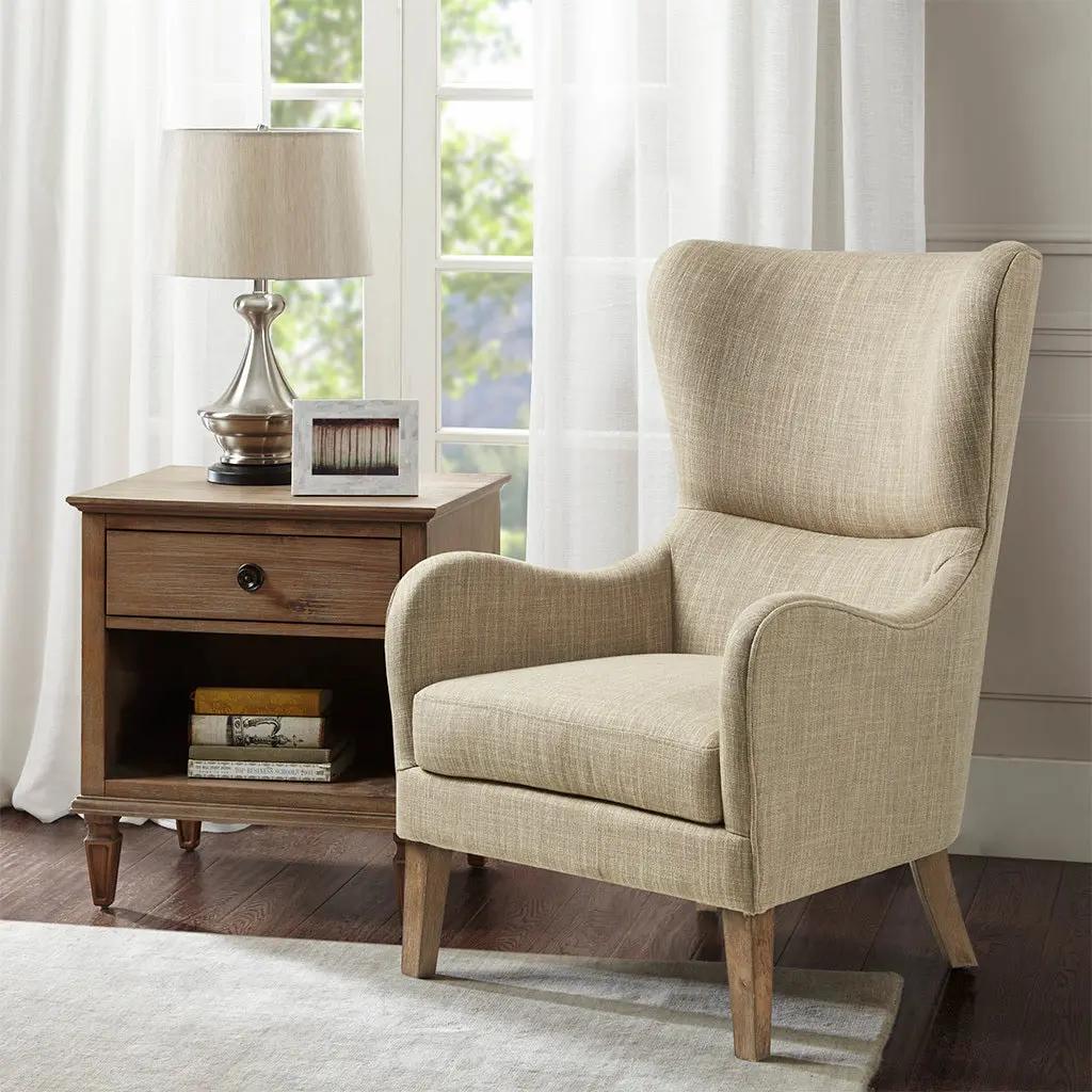 Arianna Swoop Wing Chair Multicolor Solid Wood Frame jla