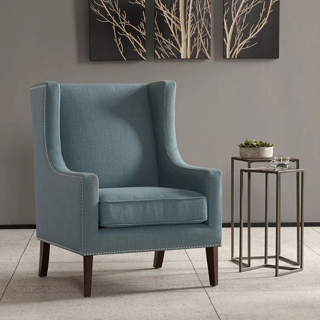 Barton Wing Chair Teal Solid Wood jla