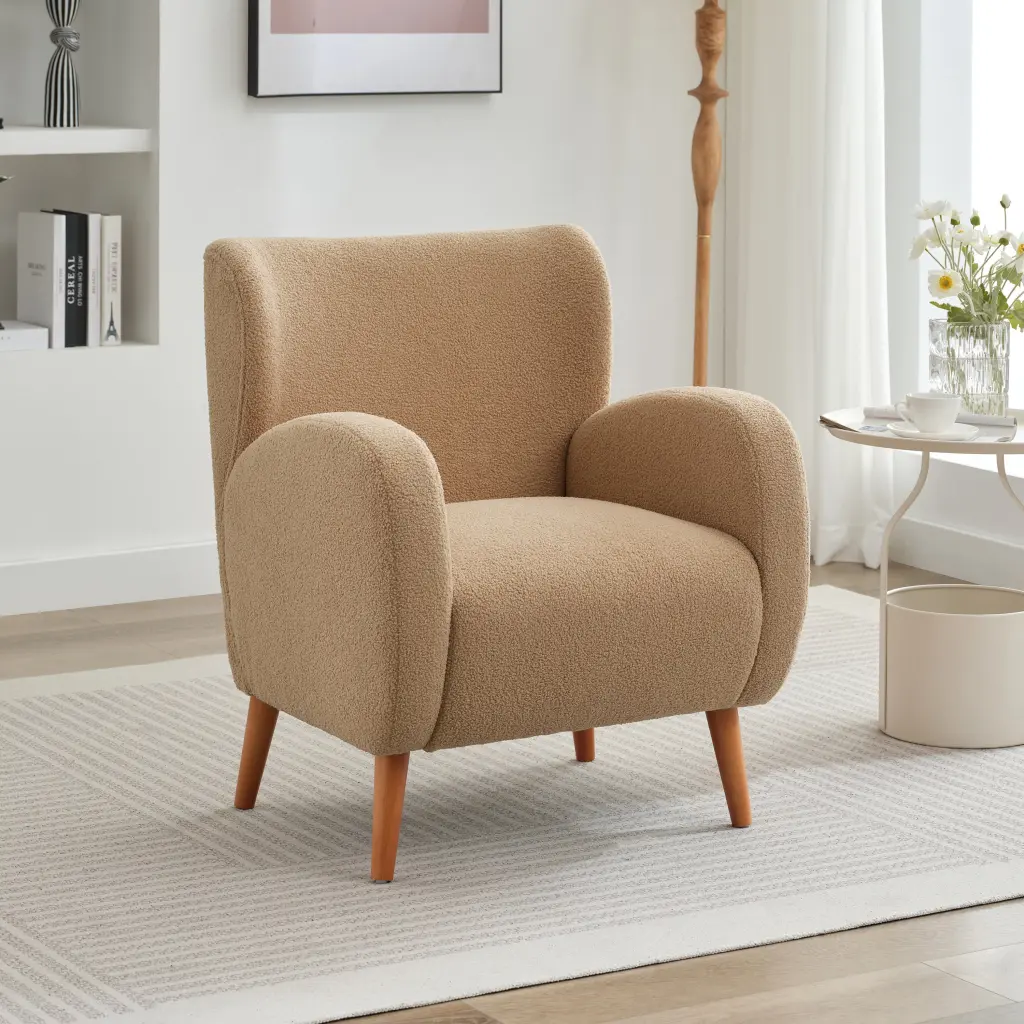 Modern Wingback Lounge Chair Soft Upholstery and Solid Timber Legs nh-mirod
