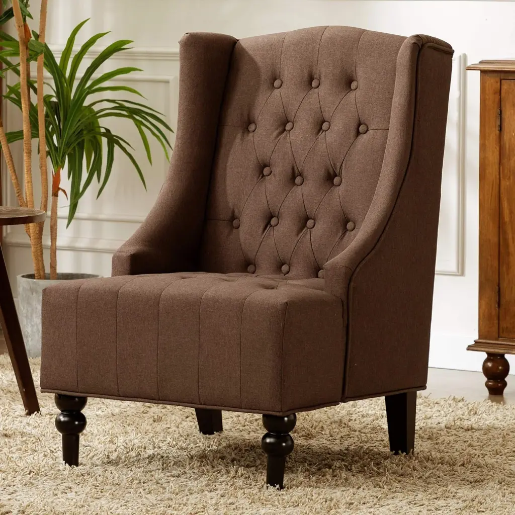 Modern Living Room Button Tufted Wingback Accent Chair - Premium Look Lounge Chair kanepe