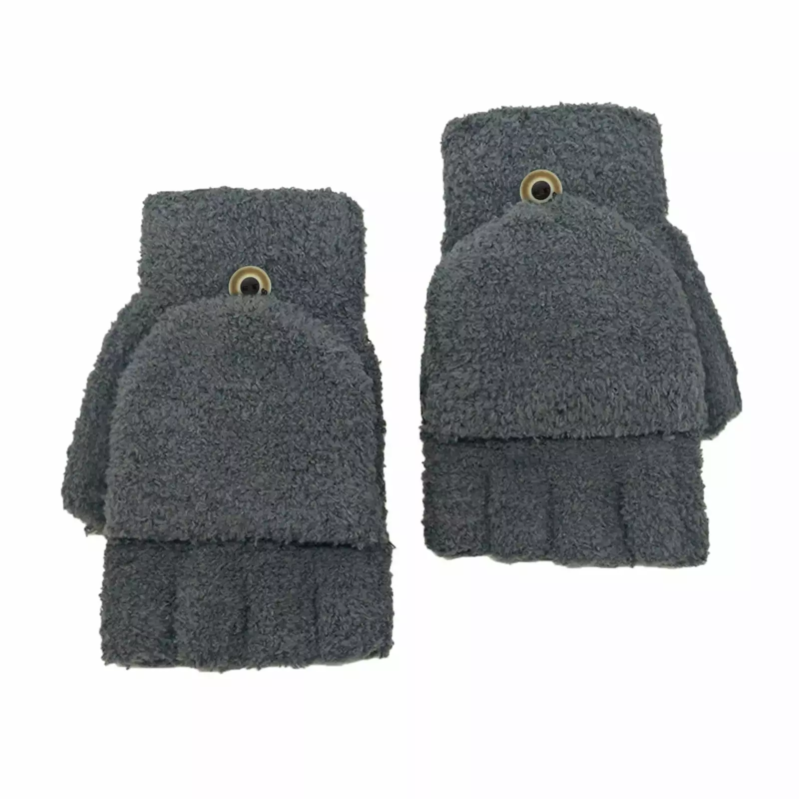 USYFAKGH Coral Velvet Knitted Warm Convertible Flip Mittens Fingerless Winter Gloves Women