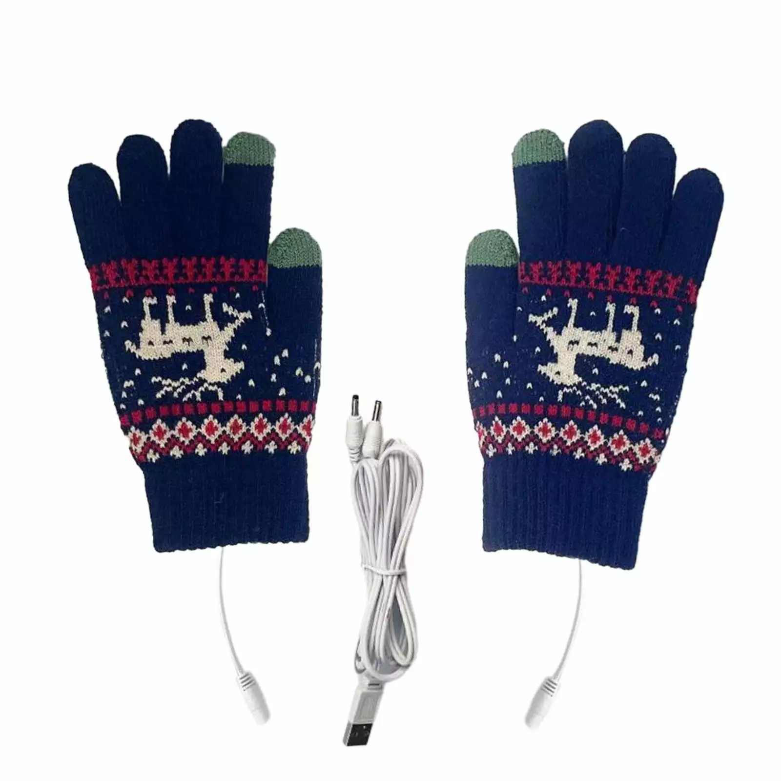 USYFAKGH Winter Warm Gloves USB Charging Heating Knitted Soft Comfortable Cartoon Deer Pattern Men and Women