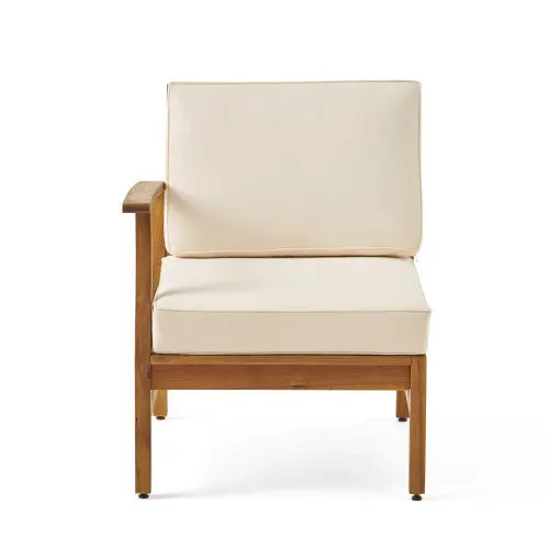 Perla Cream Acacia Wood Left Armchair Living Room gardenpara can