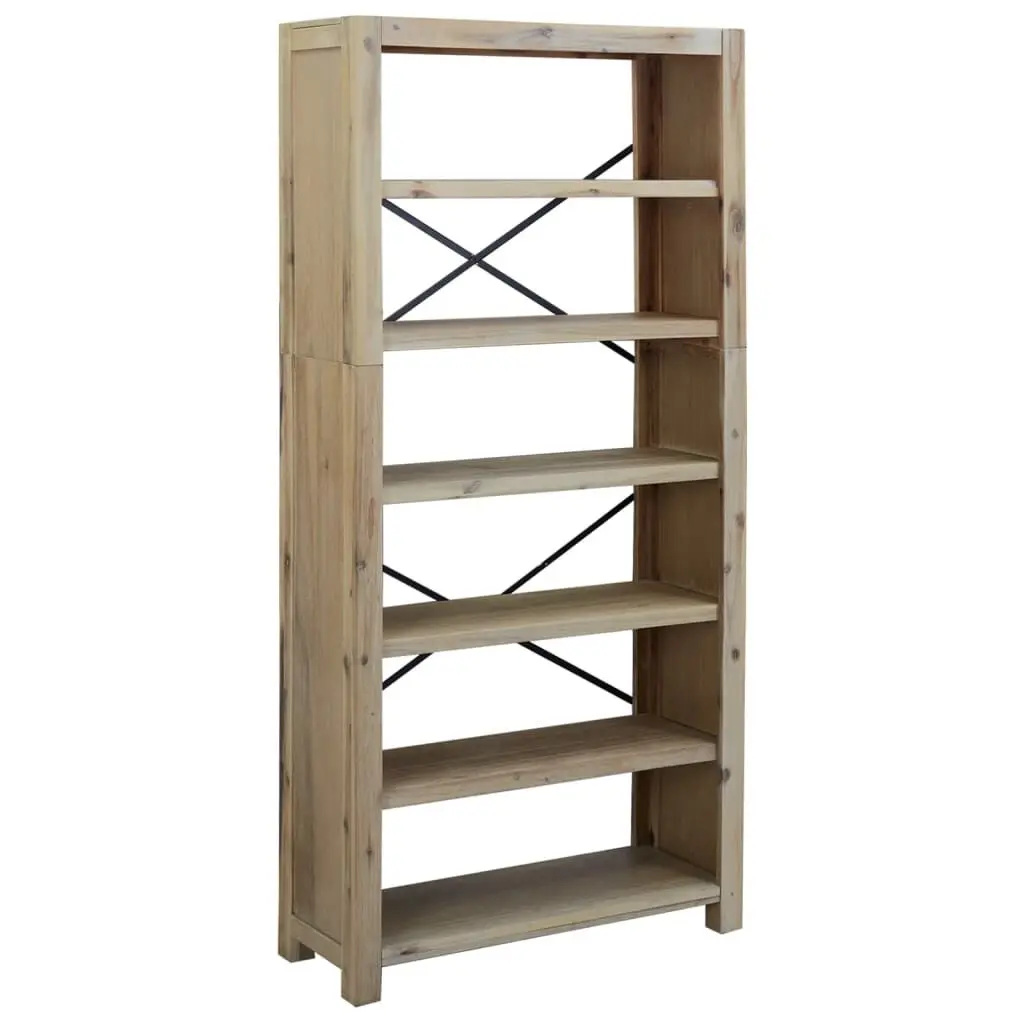 31.5 Inch 6-Tier Solid Acacia Wood Bookcase Extra Tall Storage Shelves