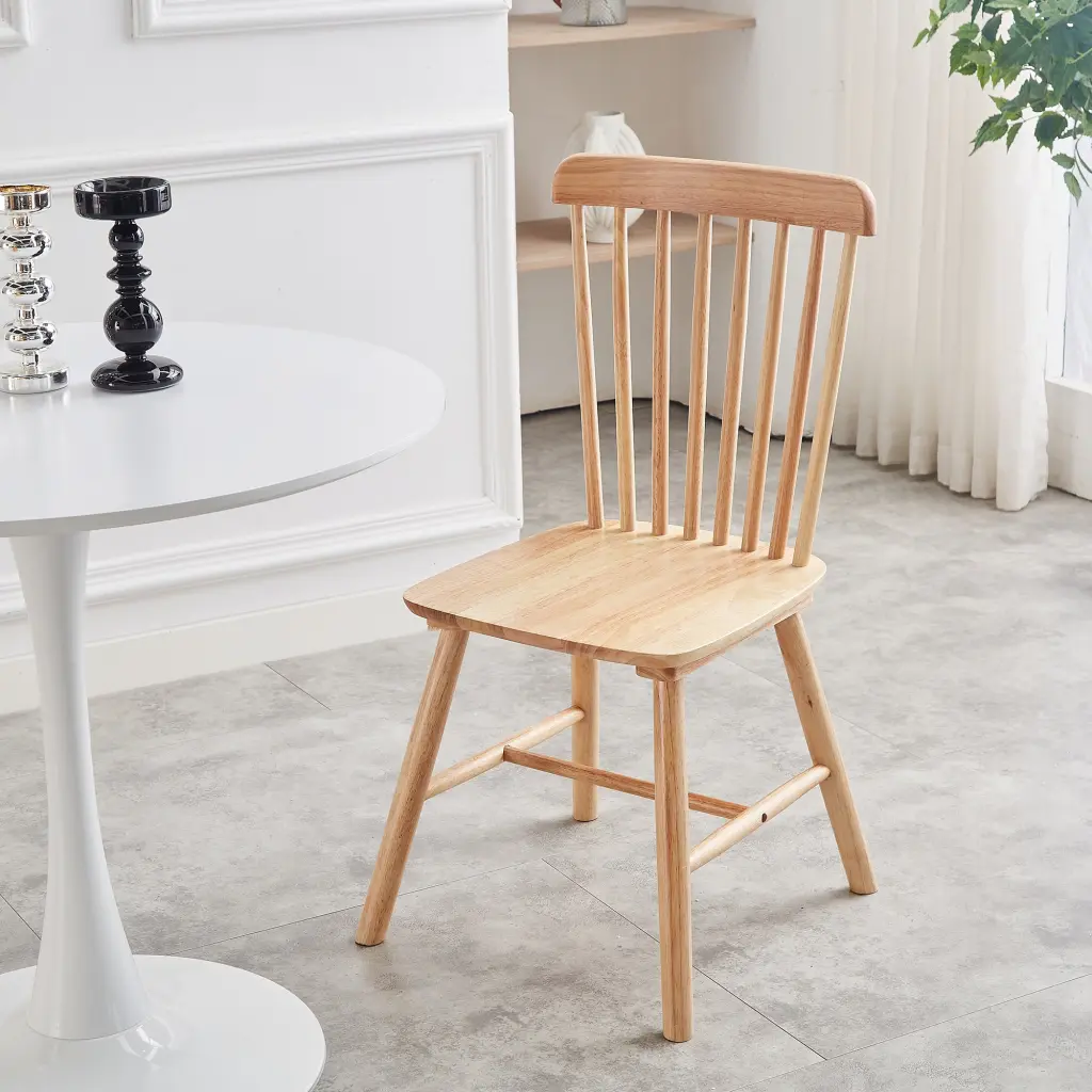 4 Pieces Dining Chair Natural Rubber Wood Material Dining Room Seating haizhijia