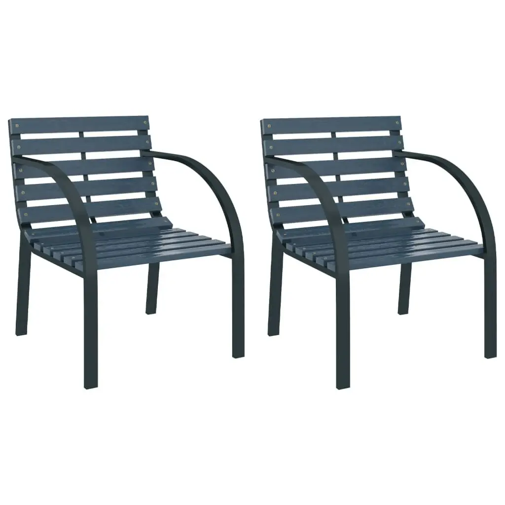 Patio Chairs 2 Pieces Gray Wood Outdoor Seating Furniture