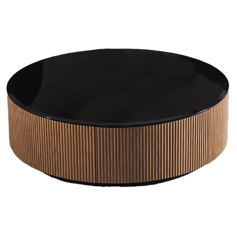 American Eagle Furniture Wood and Glass Coffee Table Brown Black