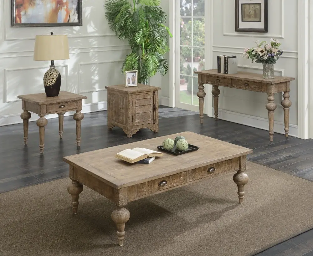 Artum Hill Louis Sandstone Buff Brown 52 Coffee Table Two Drawers and Turned Legs