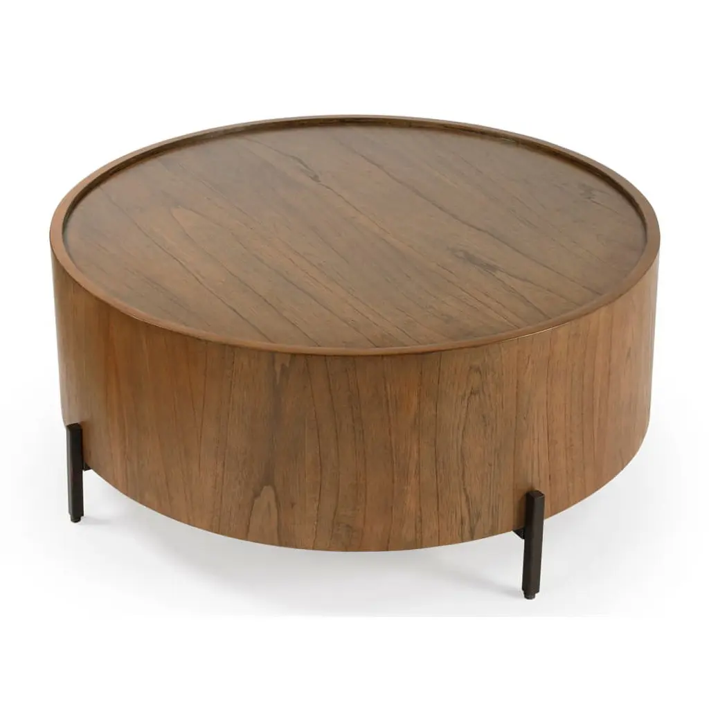 Beaumont Lane Brown Round Wood Coffee Table Rustic Style