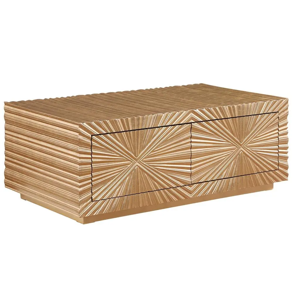 Lacy Gold Rectangle Wood Coffee Table Elegant Living Room Furniture Best Master Furniture