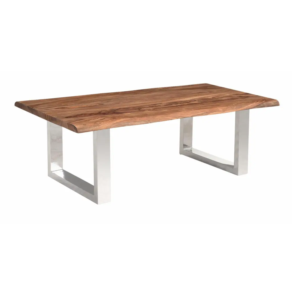 Coast to Coast Imports Brownstone 2 Wood Cocktail Table Brown Top and Chrome Base