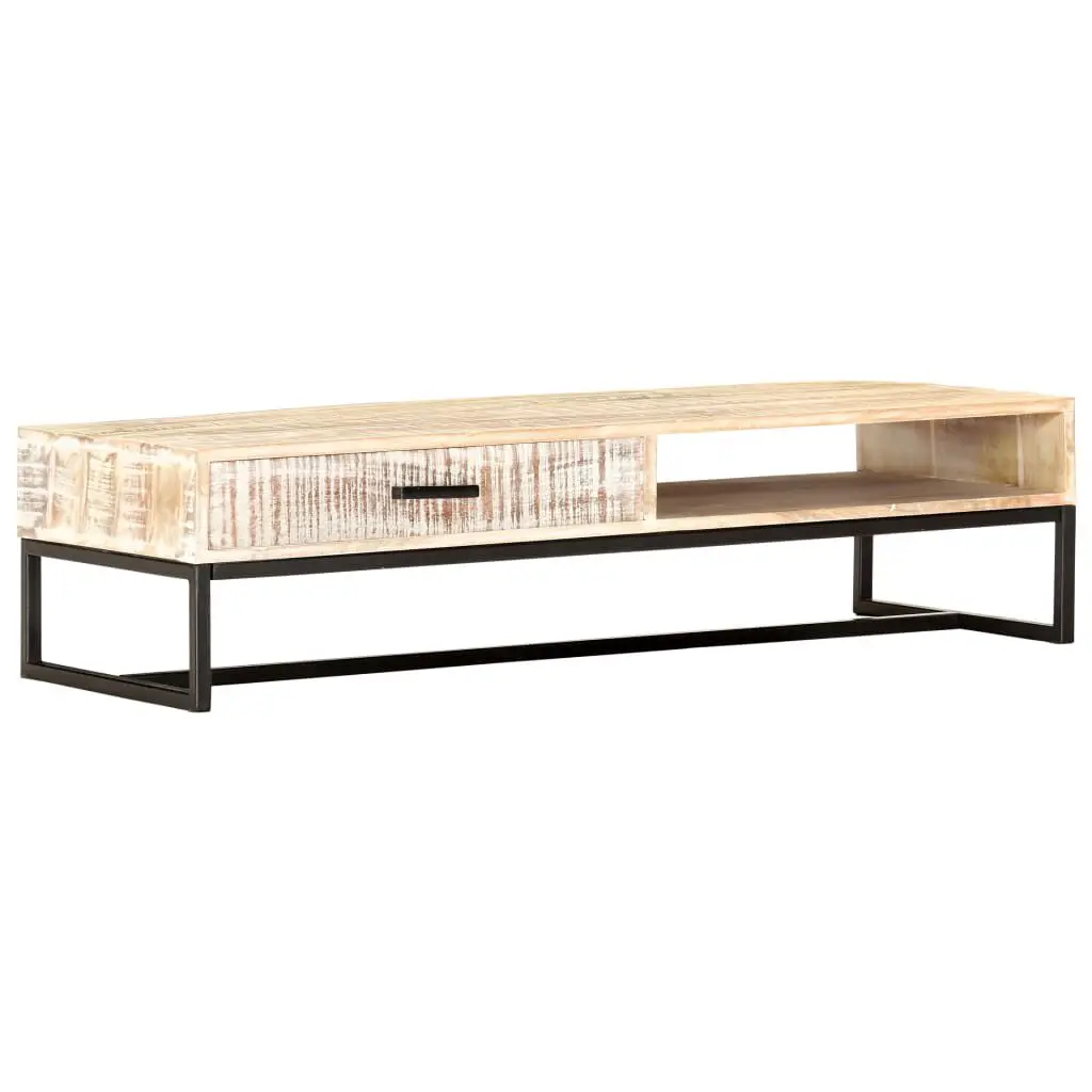 Coffee Table White 46.1x19.7x11.8 Inches Solid Acacia Wood Console Table
