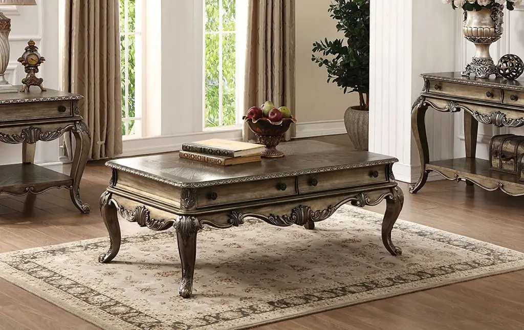 DeeHome Acme Ragenardus Coffee Table Vintage Oak Rustic Living Room Table
