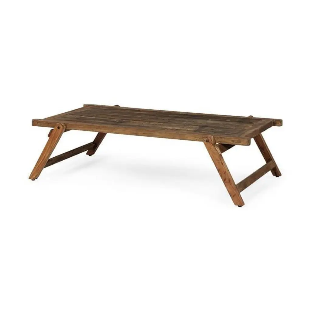 Rectangular Reclaimed Wood Coffee Table Naturally Finished Rustic Living Room Table Fancy Fixtures