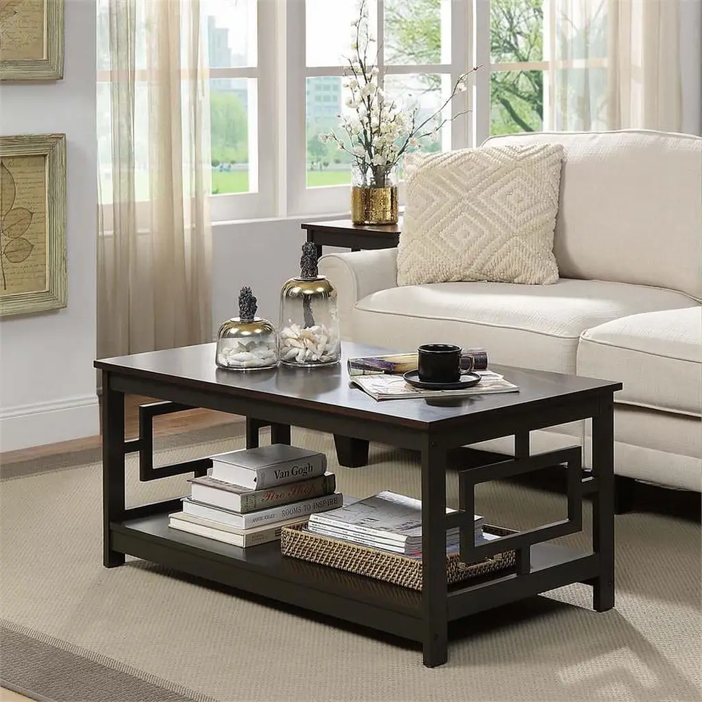Pemberly Row Coffee Table Espresso Wood Finish Living Room