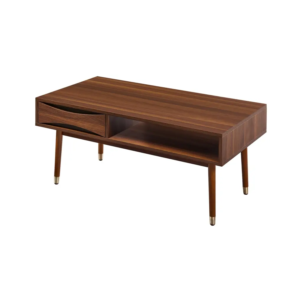 Teamson Home Dawson 40 Wooden Coffee Table Drawer Walnut