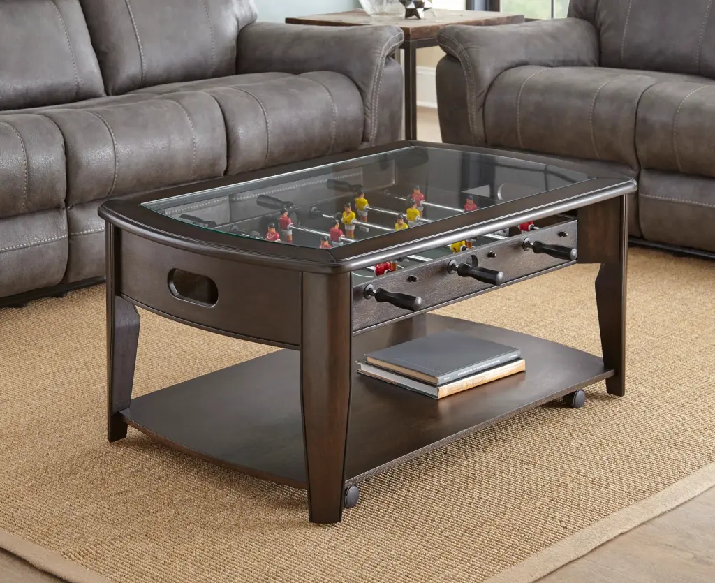 Living Pavilion Solid Wood Cocktail Table Tempered Glass Tabletop Cherry unknown