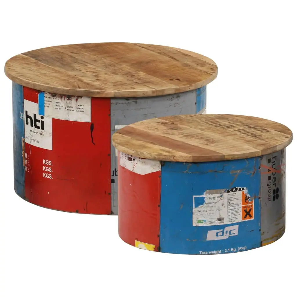 vidaXL Coffee Tables Set 2 Solid Mango Wood Living Room