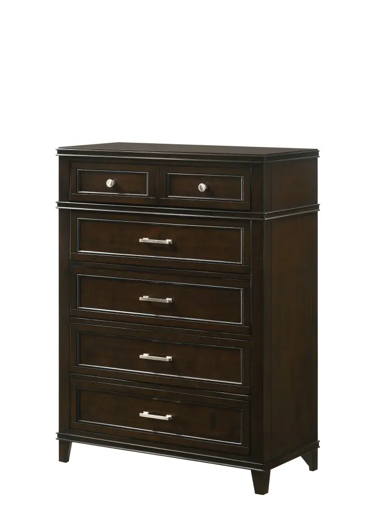 Merlot 5 Drawer Chest Mahogany Solid Wood MDF Dresser ihomefurnishings