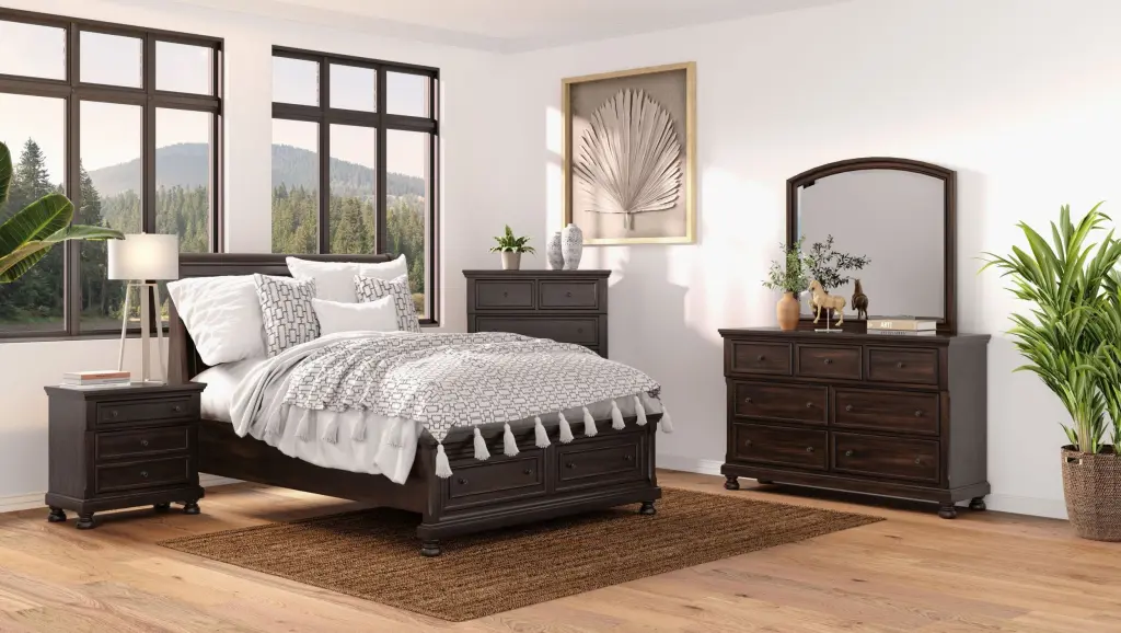 Seven Drawer Gown Dresser Dark Cherry Solid Wood MDF Chest ihomefurnishings