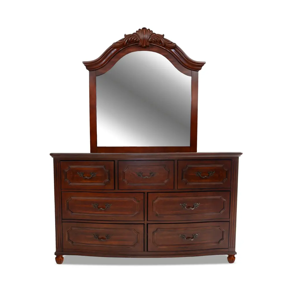 Walnut Finish Dresser Multiple Drawers Bedroom Storage poundex