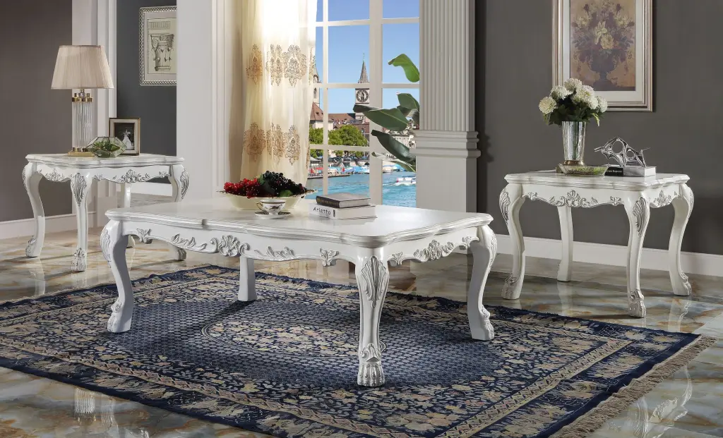 Dresden End Table Bone White Finish LV01692 White Wood acme onsite store
