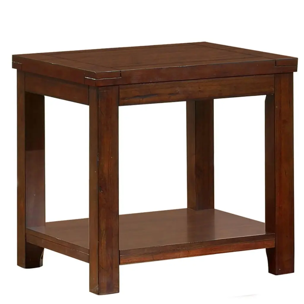 Furniture America Granger Transitional Wood 1-Shelf End Table Cherry