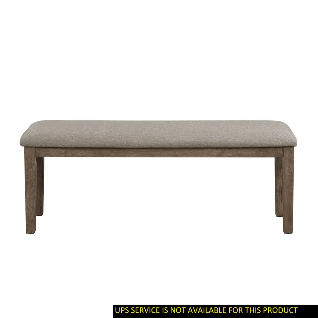 Fabric Upholstered Seat 1Pc Bench Wire Brushed Brown Finish Wooden Frame Home kanepe