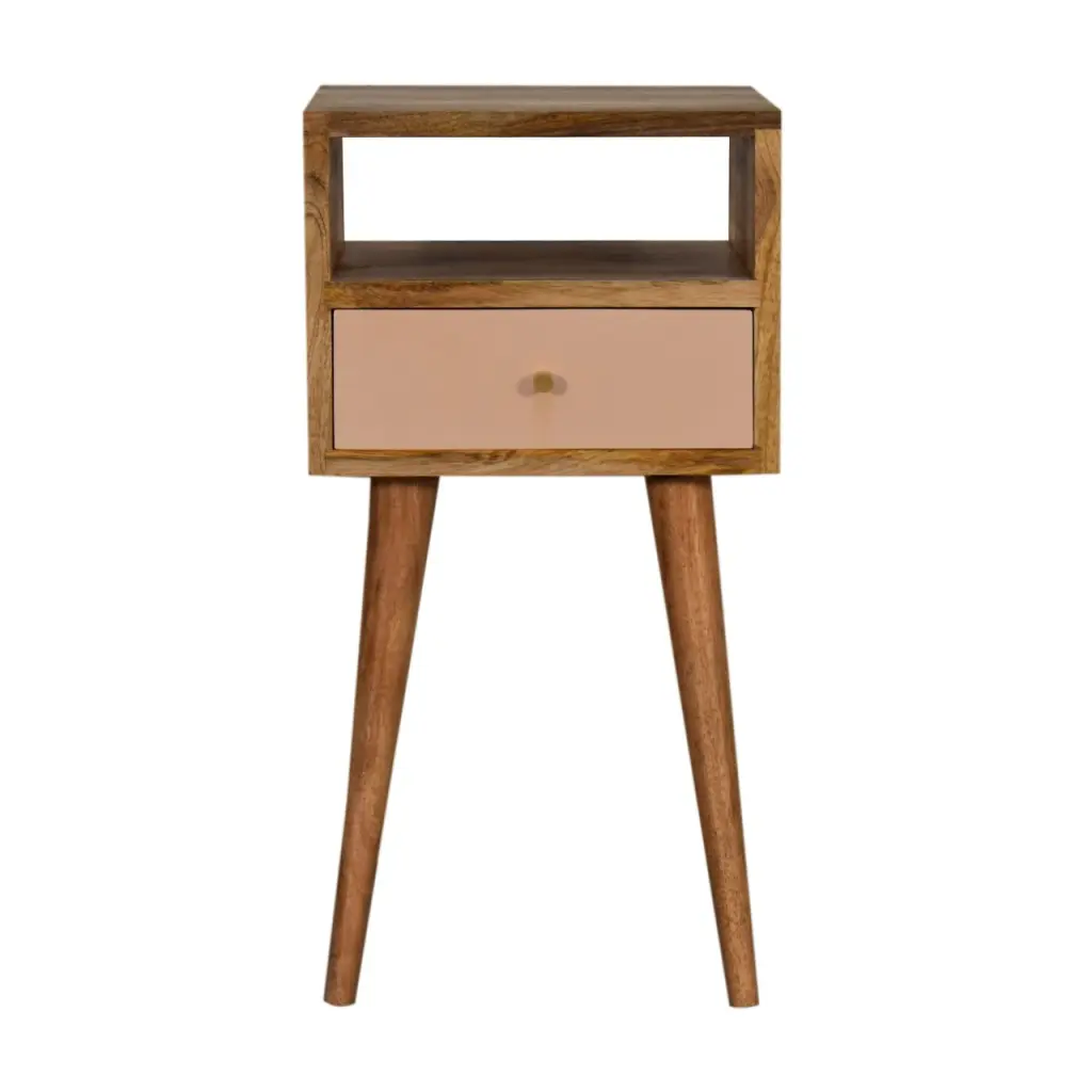 Mini Blush Hand Painted Bedside Table Blush Solid Wood Nightstand artisan furniture
