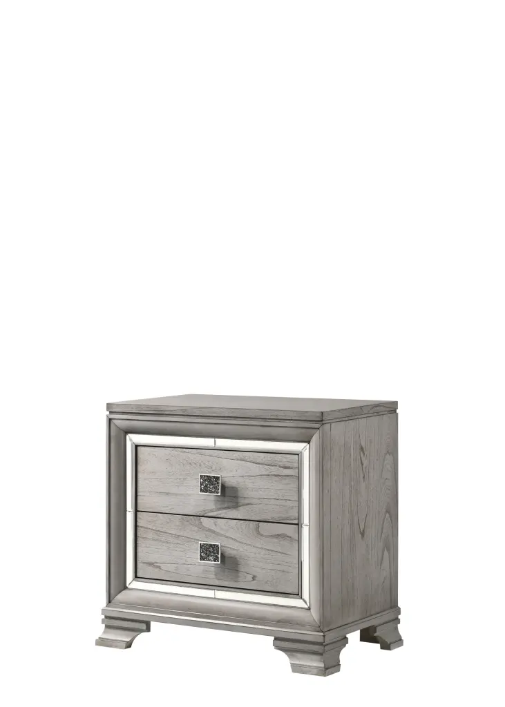 Vail Nightstand Gray Wood Bedside Table Storage crown mark inc
