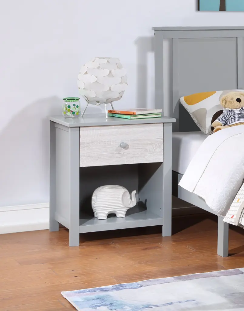 Connelly Nightstand Gray Solid Wood Bedside Table simple living