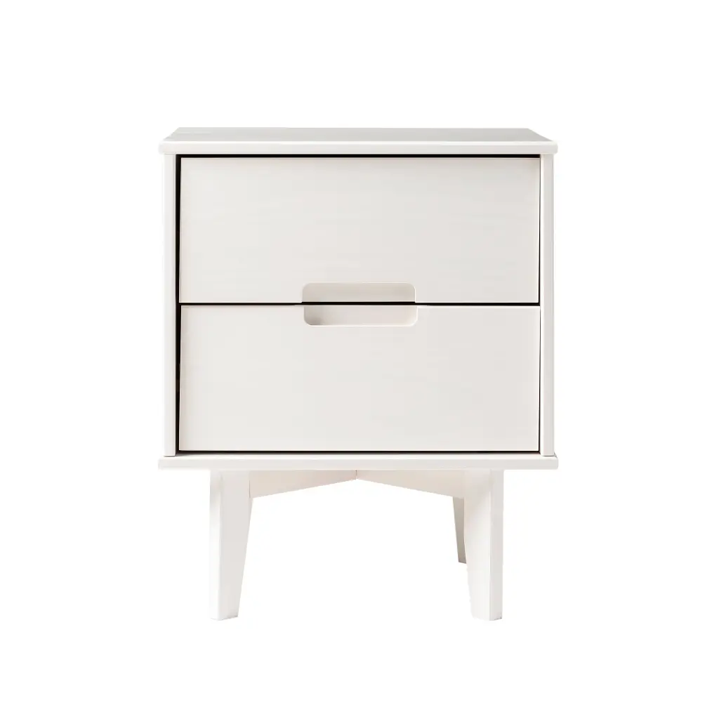 Mid Century Modern 2 Drawer Solid Timber Nightstand Cutout Handles walker edison