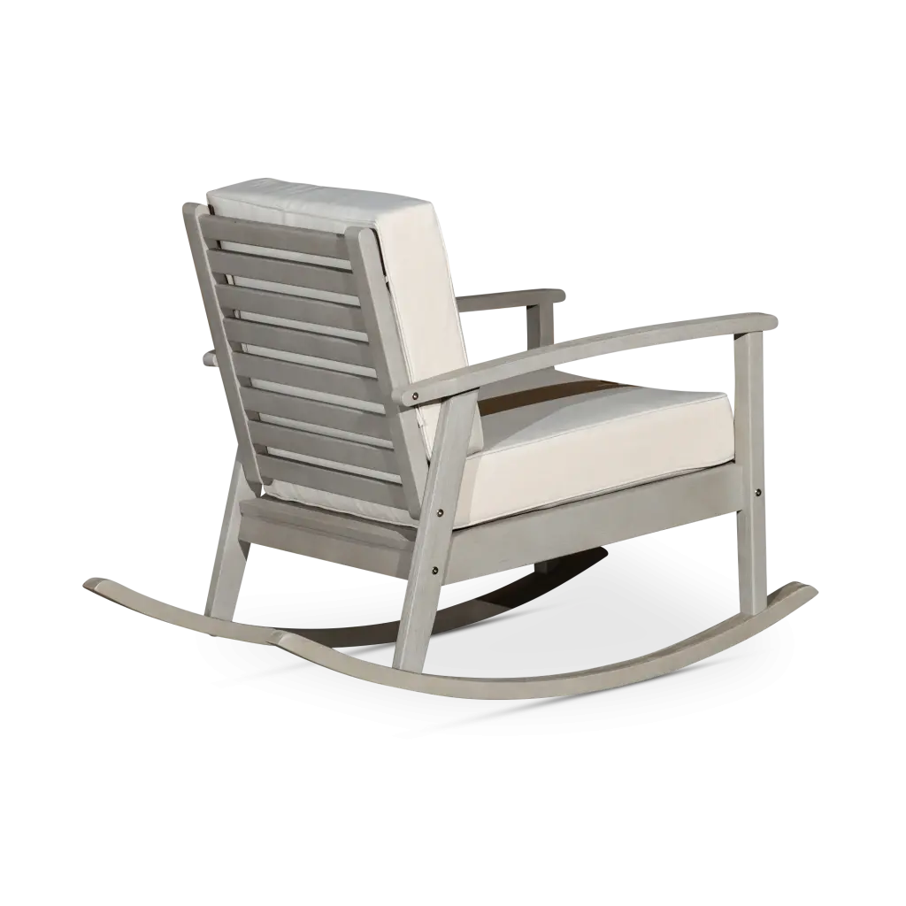 Eucalyptus Rocking Chair Dark Green Cushions Driftwood Gray Finish dty home