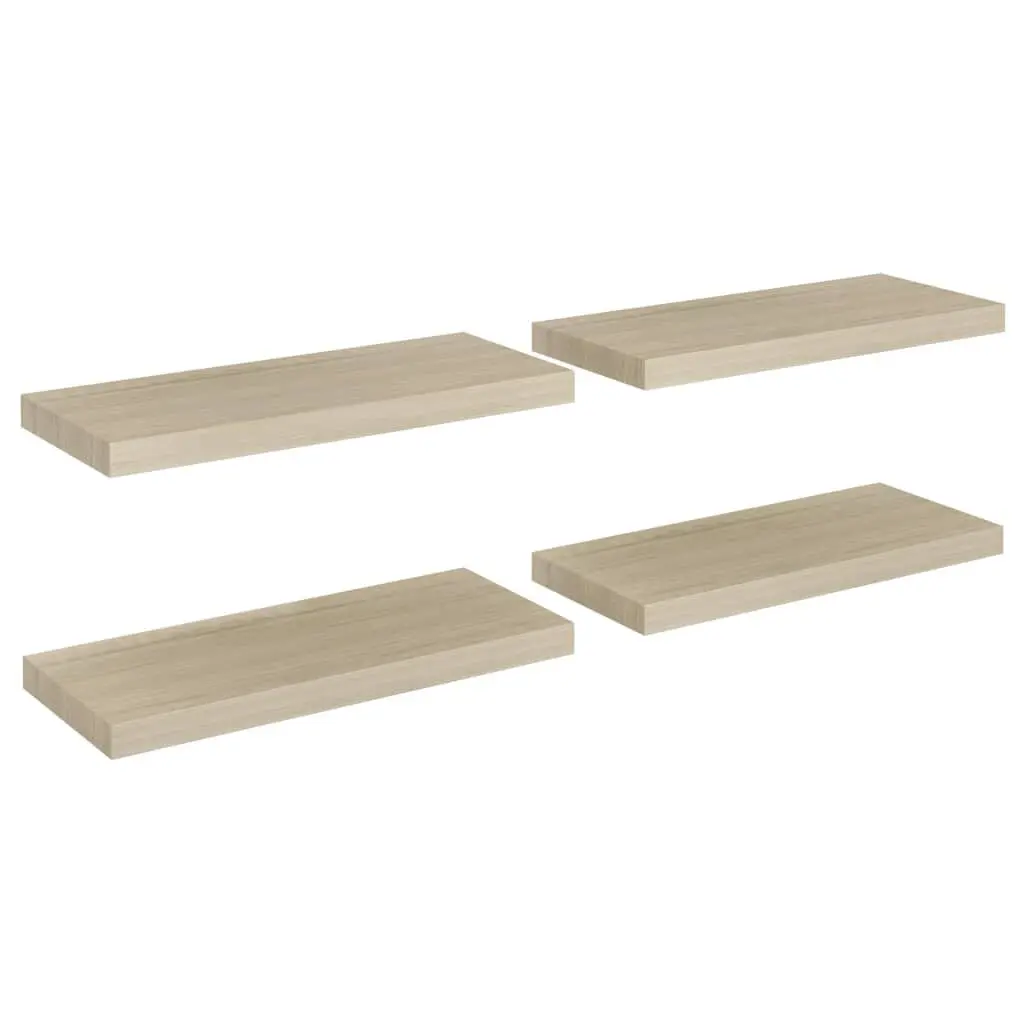 4 Piece Oak Floating Wall Shelves 23.6x9.3 Inch MDF Home Decor