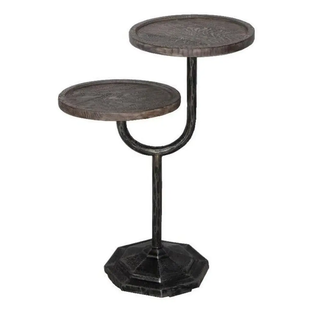 Bayside Jensen Solid Wood Oak Side Table Cast Iron Base MOTI Furniture