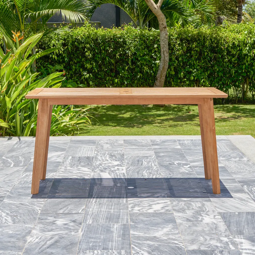 Mauricio Wood Dining Table No Dining Set Natural Light Brown Weather Resistant sol