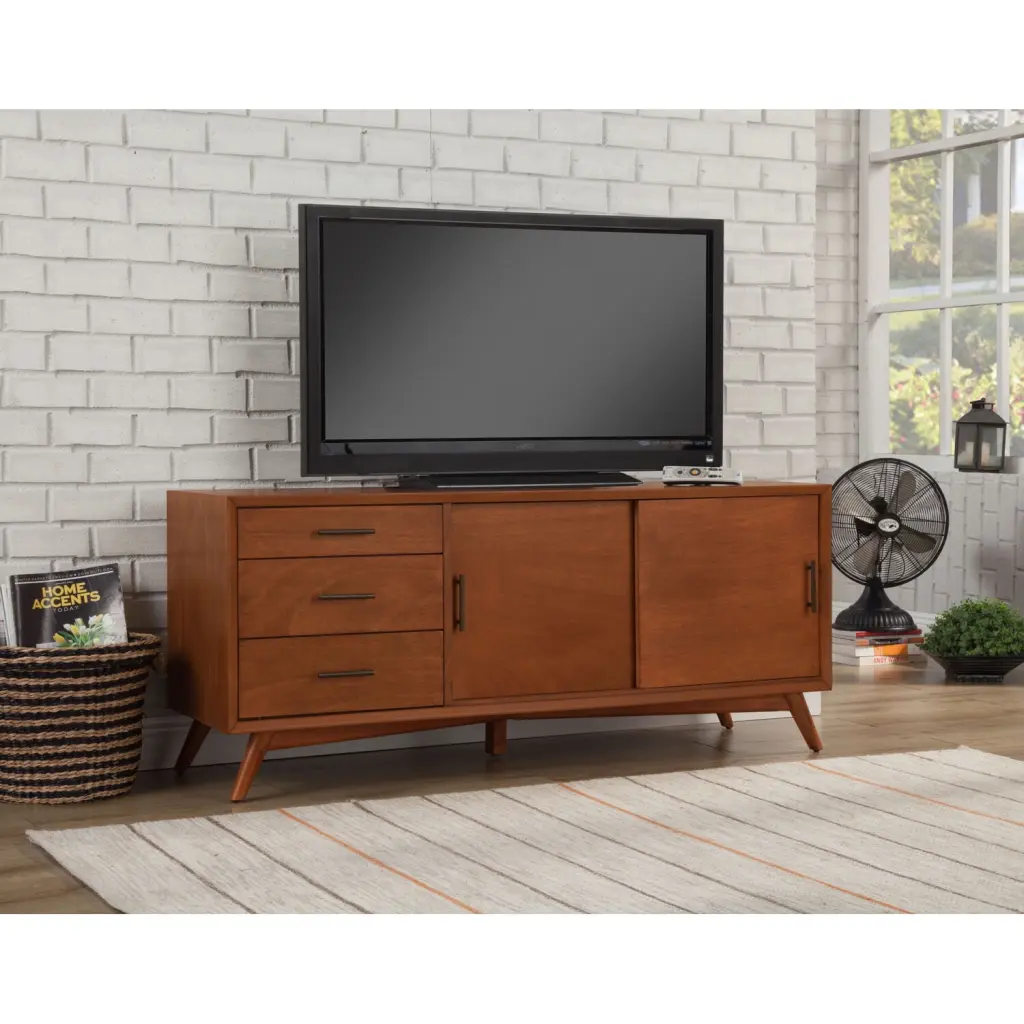 Alpine Furniture Flynn Large Wood TV Console Acorn Brown