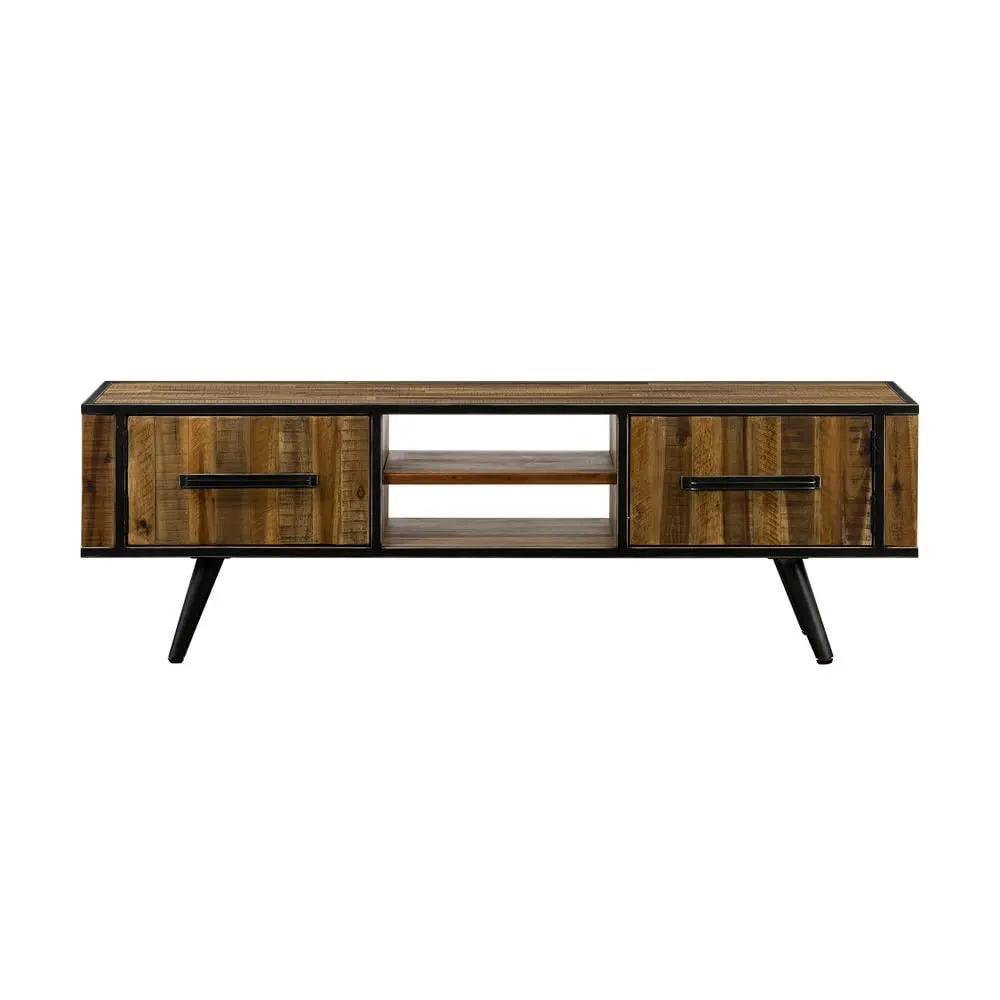 Armen Living Cusco Modern Wood TV Stand Acacia Brown TVs up to 64 Inches