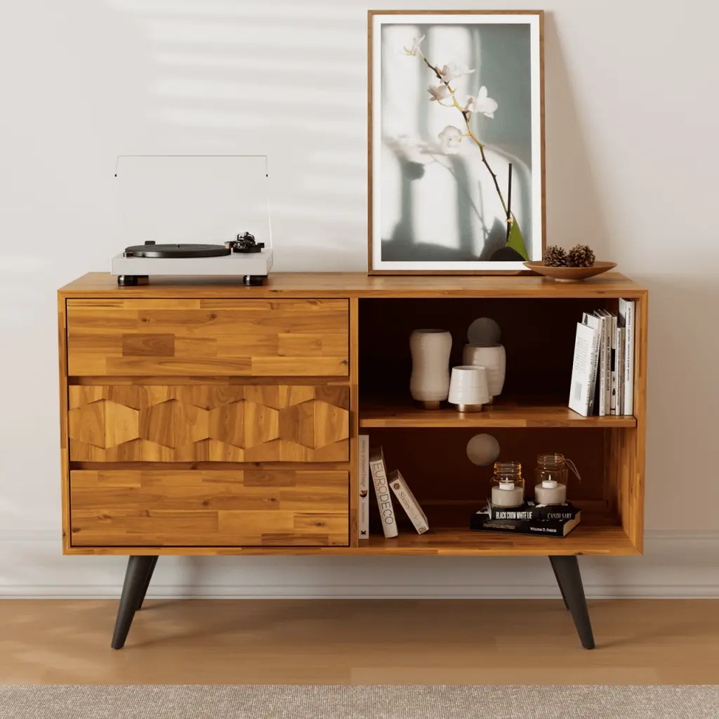 Bme Patronza Solid Wood TV Stand 3 Drawers TVs up to 45 Inch