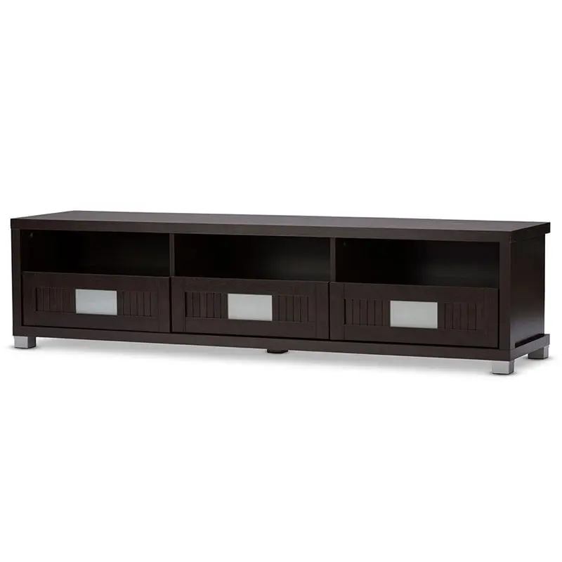 Bowery Hill 62 Inch Dark Espresso TV Stand Living Room Entertainment Center