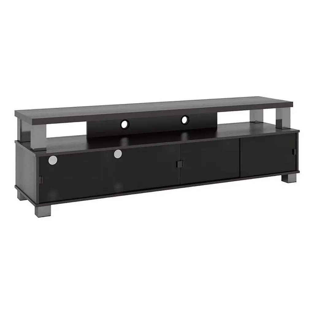 Bowery Hill Transitional Wood TV Stand TVs up to 75 Inches Ravenwood Black