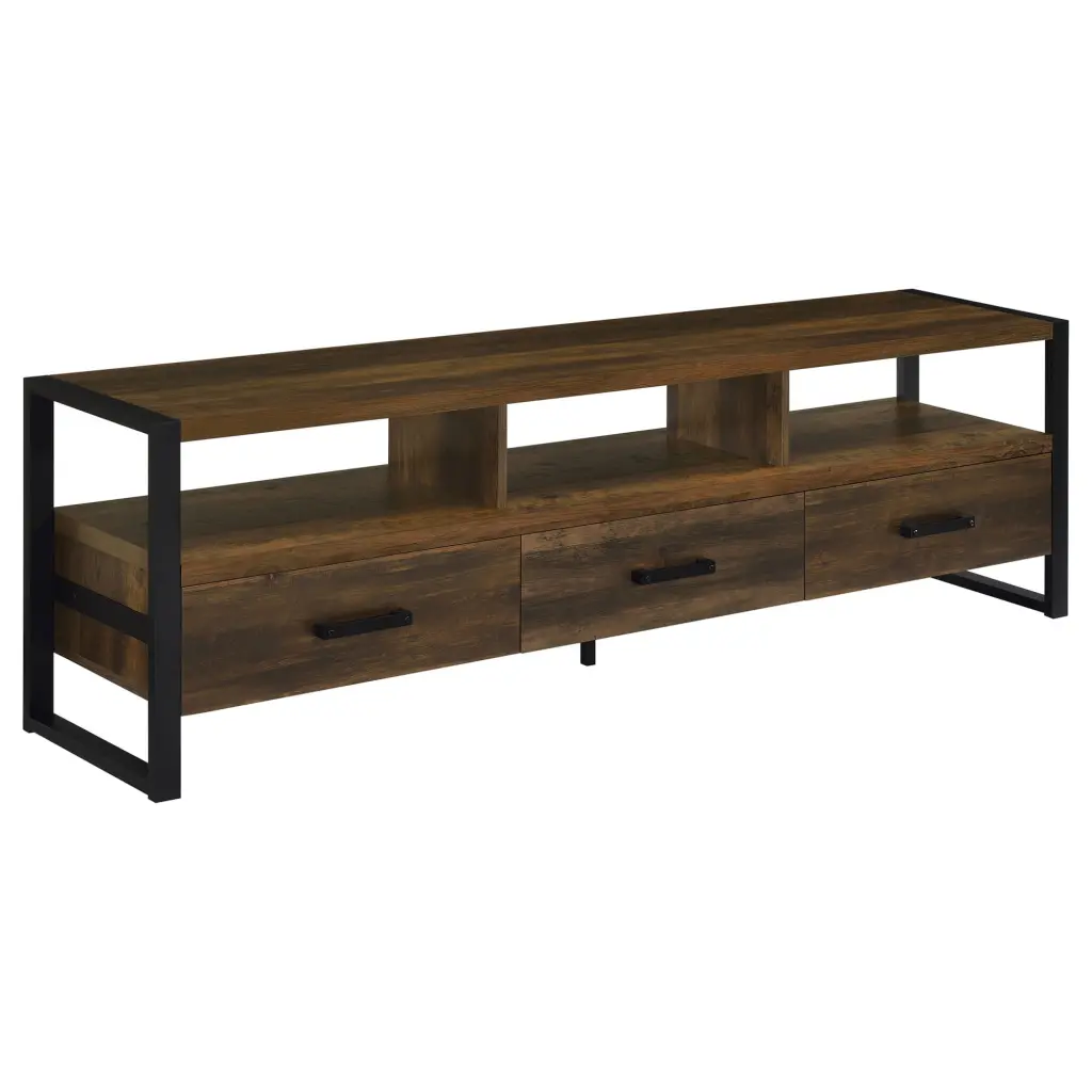 James 3-Drawer 71 Inch Dark Pine Composite Wood TV Stand Storage Coaster Company